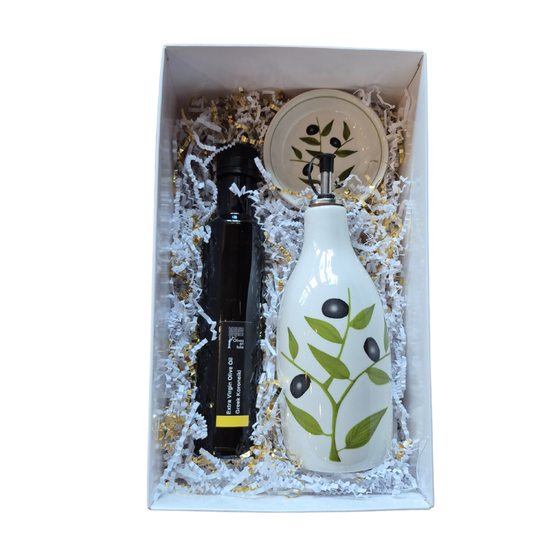 Olive Oil Dispenser Gift Box – Olives en folie Olive Oil Dispenser Gift Box – Olives en folie