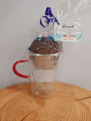 Double Glass Wall Mug and Hot Chocolate Bomb Gift Set